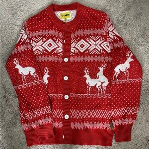 TIPSY ELVES funny Christmas deer holiday sweater cardigan XL